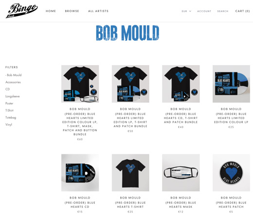Bob Mould Merchandise EU Store - 2020 BLUE HEARTS